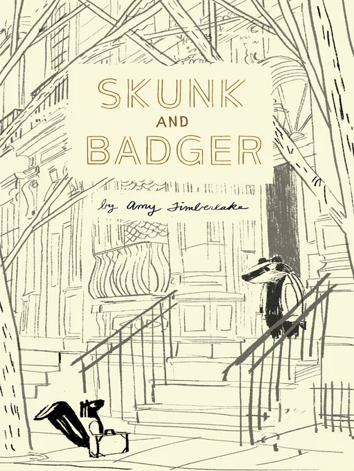 digging through old stuff &amp; found a rough alt cover idea for Amy Timberlake's first "Skunk and Badger" book that I have no memory of making but seeing now i kinda like it 