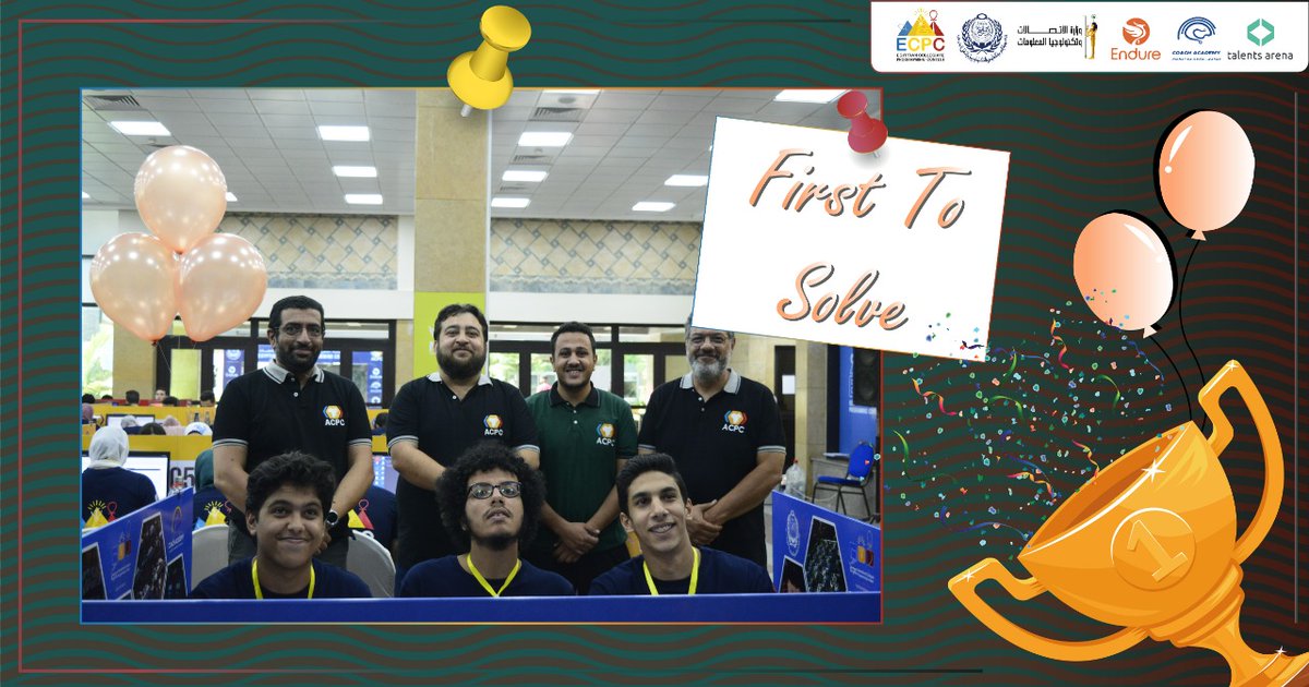 EcpcContest's tweet photo. First Submission at Day 4🤩🔥
Congratulations team "FCDS Team 0" from Alex-FCDS University🤩The first to solve problem "L"💪
#ECPC #ecpc #ECPC2022 #ACPC #ecpca #ecpc2022 #acpc #acpcnews #ACPC2022 #acpc2022 https://t.co/CAd4ydb1dt