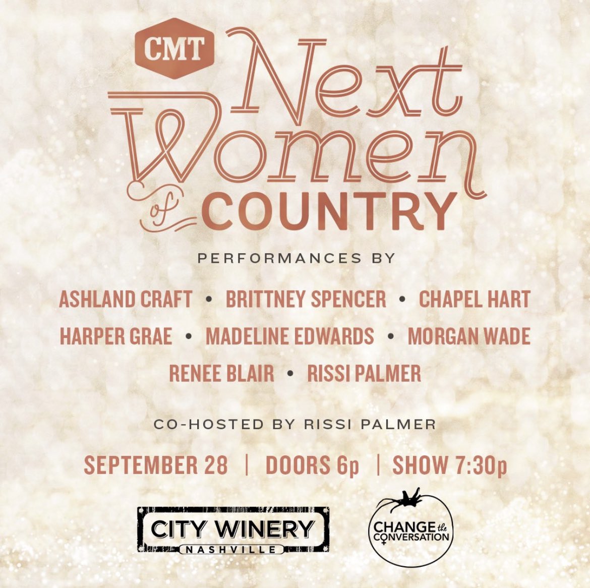 I can not wait to play in Nashville alongside these kick ass females. Get your tickets here citywinery.com/nashville/Onli… thank you to <a href="/CMT/">CMT</a> for having us!!!