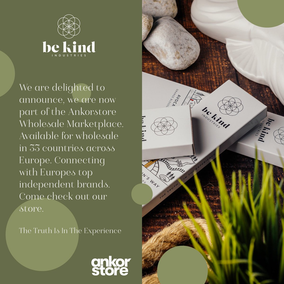 be [KIND]  X  A N K O R S T O R E

We are delighted to announce our Luxury Hand Rolled Incense is now available for European distribution via <a href="/ankorstore/">Ankorstore</a>

Available 
ankorstore.com

#bekindworldwide #bekindincense #bekindindustries
#bekind #wicklow #wicklowmountains