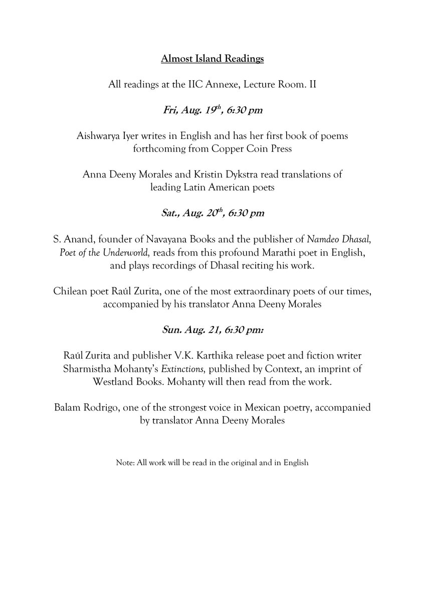 Just one more day to the start of the 14th Almost Island Dialogues! Due to some unforeseen health issues, there have been changes to the programming. Please have a look at the revised schedule here.
