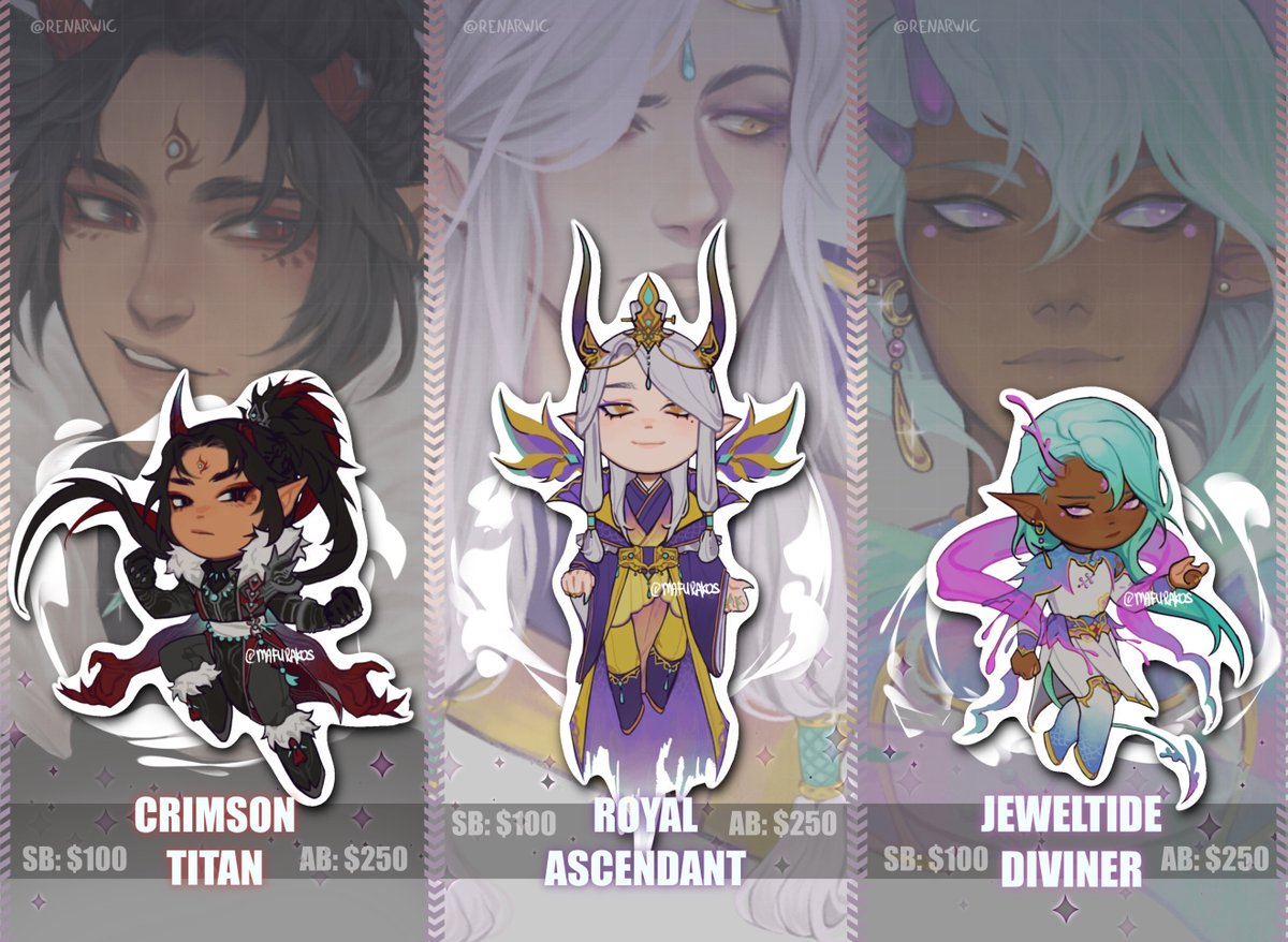 ✦ [ !! MORE ADOPTABLES !! ] ✦

Chibis by me, headshots ft. <a href="/Renarwic/">✦ Noura ✦</a> 
Reply to the [BID HERE] reply in the thread, reply to the latest bid to out-bid someone.

DM me if you'd like to bid anonymously.
[AUCTION ENDS 24 HOURS AFTER LAST BID]