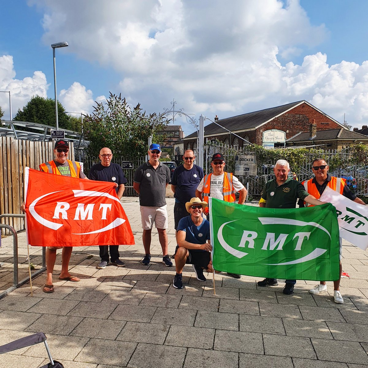 DGRafferty's tweet photo. @RMTunion picket standing strong at Canterbury West this morning, with you all the way ✊

#RMTSolidarity https://t.co/N5axVHYohi