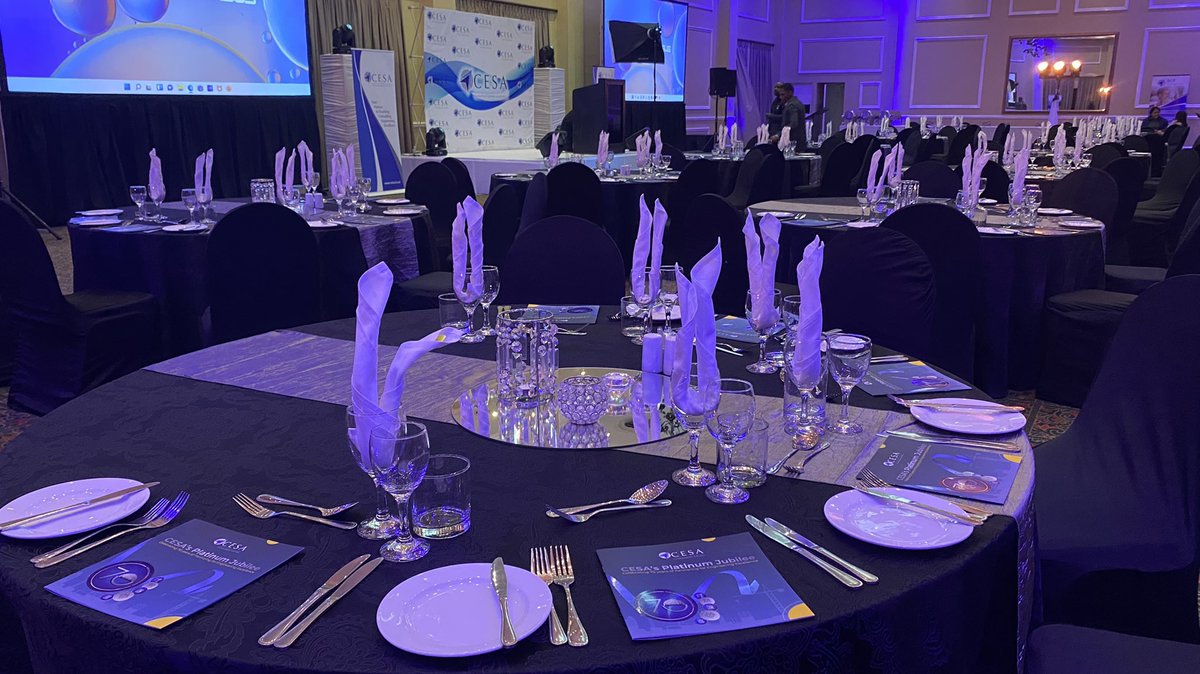 The_CESA's tweet photo. With day 1 of the #CESAIndaba2022 done and dusted, it is now time for the CESA Gala Dinner at the Indaba Hotel. Indaba attendees and invited guests will wind down after an eventful day of great speaker presentations and insightful discussions. #CESAGalaDinner #CESA70th https://t.co/Dh6ZWrRbK8