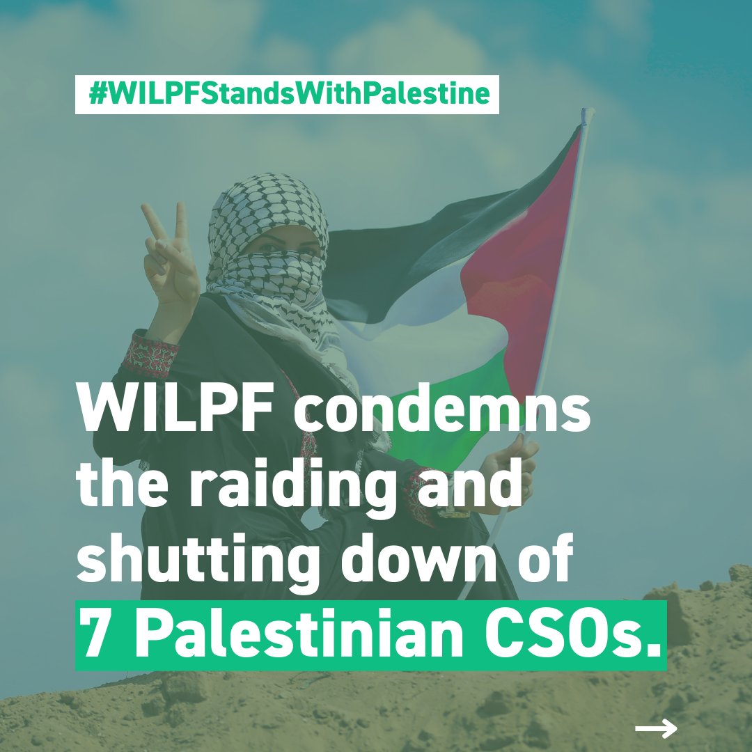 WILPF's tweet photo. WILPF strongly condemns the raiding and shutting down of 7 Palestinian CSOs. This attack comes as part of the broader oppression of Palestinian people and the denial of their human rights.
#standwiththe7 #WILPFStandsWithPalestine #Palestine #Gaza https://t.co/PxeIzmiStM