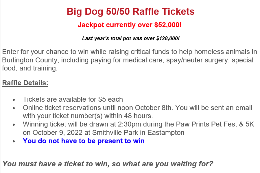 What are you waiting for? Get your Big Dog 50/50 Raffle Tickets here: friendsofbcas.networkforgood.com/projects/15614…