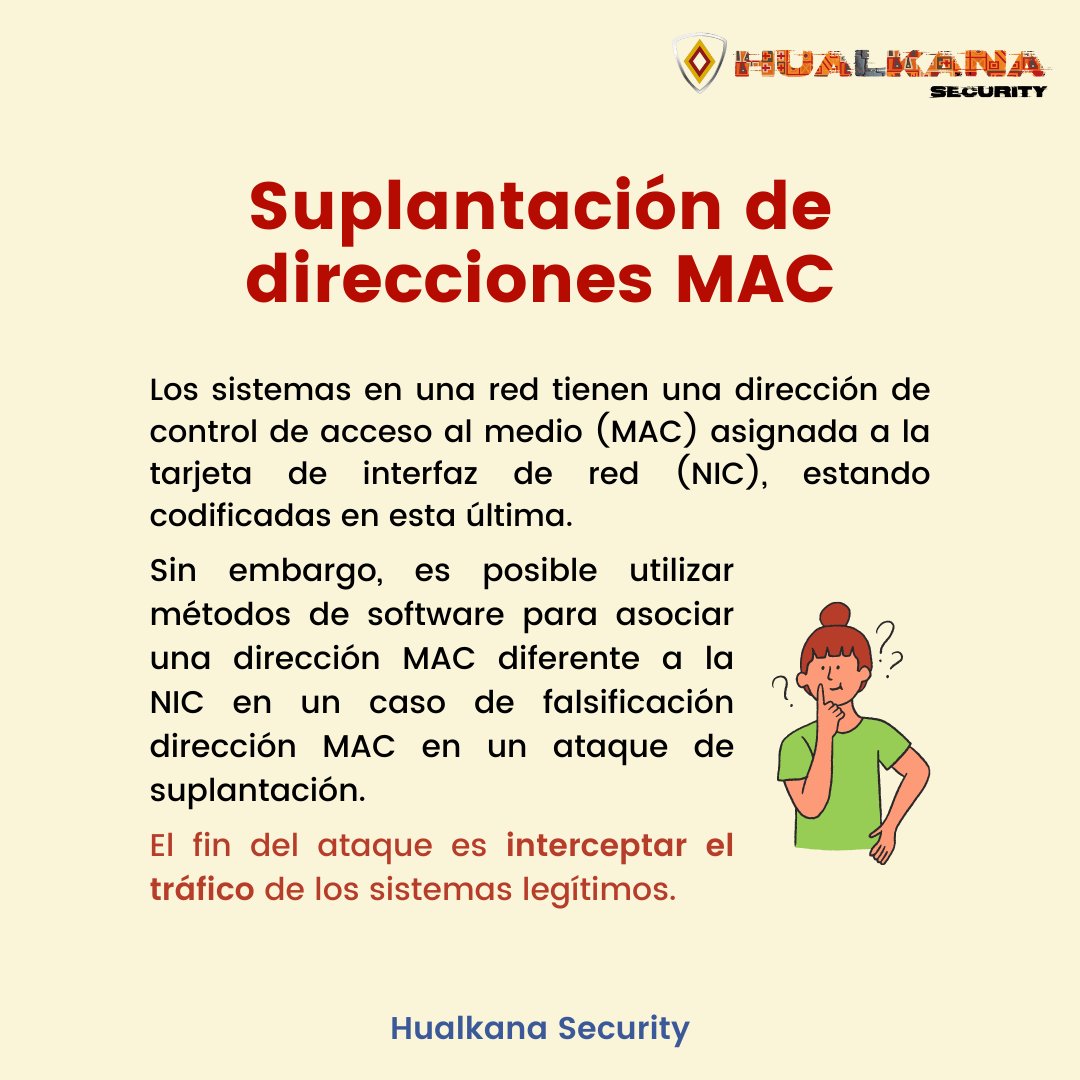 hualkanasec's tweet photo. Mucho CUIDADO con esta forma de SUPLANTACIÓN, ya que podrían haber "oídos" donde menos te lo esperas... (1/2)
.
.
.
#cybersecurity #awareness #concientización #spoofing #MAC #IPadress #suplantación #identidad #MITM #ciberdelincuentes #tips #recomendaciones #hualkanasecurity https://t.co/djKVN6Z8A0