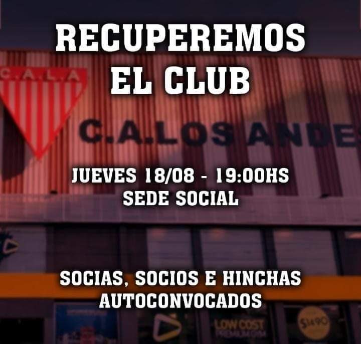 TODOS UNIDOS Y UNIDAS POR NUESTRO CLUB! HOY EN LA SEDE 19 HS 🇦🇹♥️  SOCIAS, SOCIOS E HINCHAS!