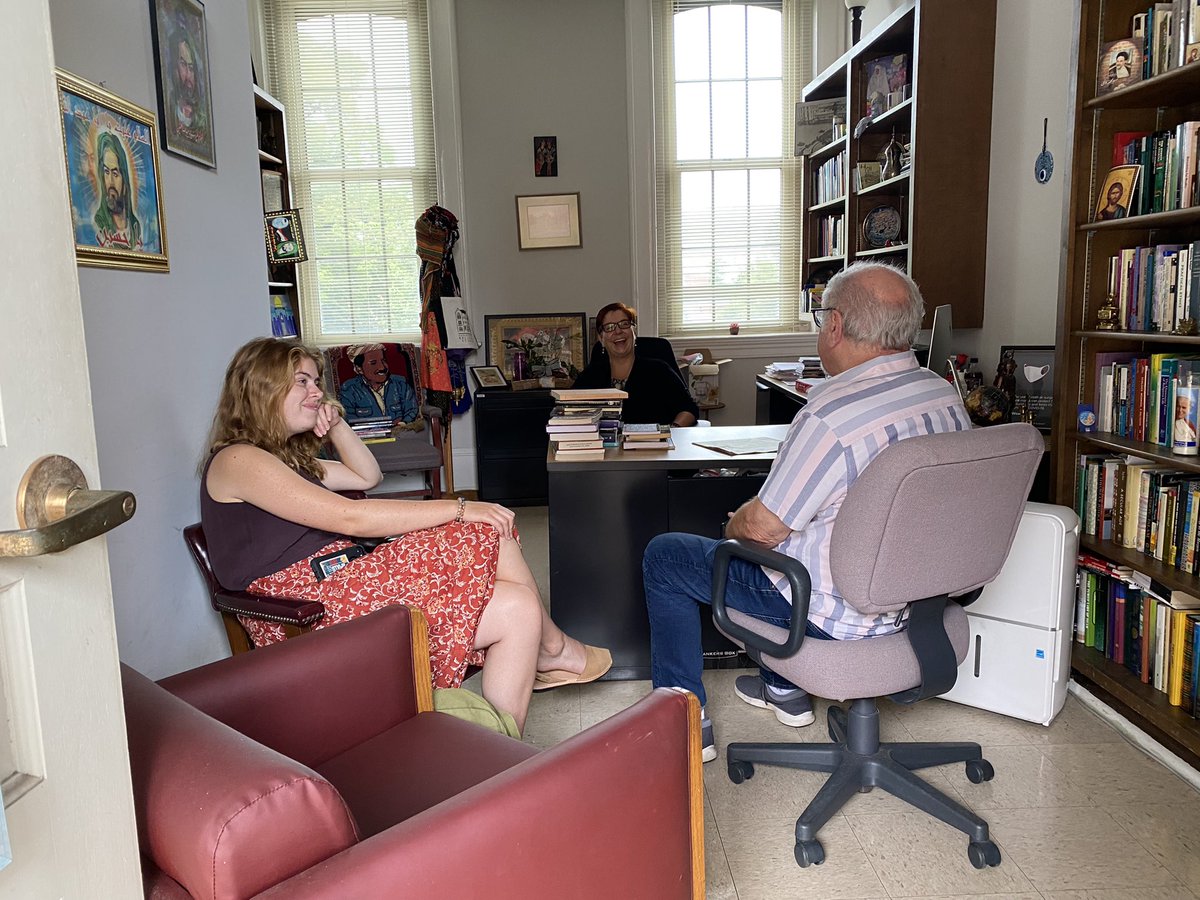 UA Dept. of REL (@studyreligion) on Twitter photo An open door on the balcony reveals a meeting with Profs. <a href="/EdithSzanto/">Edith Szanto</a> and Steve Jacobs, talking to Sophia, a BA alum now in our MA, and working with Edith as her TA. An open door on the balcony reveals a meeting with Profs. <a href="/EdithSzanto/">Edith Szanto</a> and Steve Jacobs, talking to Sophia, a BA alum now in our MA, and working with Edith as her TA.