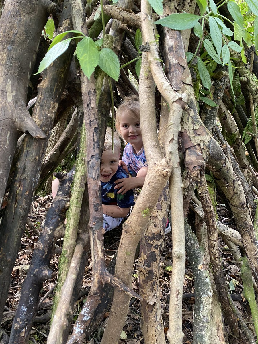 KateWard03's tweet photo. @LyndonGInfant - summer forest school lesson going on here! How to make your own den. Harriet and Jake loved it! Mrs Carter - watch out! 👀 Forest survival school with the picking of blackberries and damsons if they ever need food. Learning about fern to keep them dry! https://t.co/Cu65W681uV