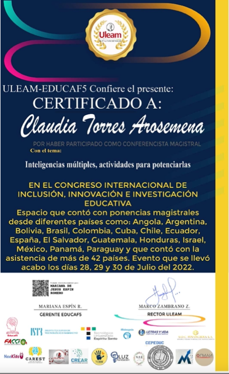 claudiatorres1's tweet photo. Muchas gracias a Educaf5 por la invitación para ser parte del Congreso Internacional de Inclusión, Innovación y Investigación Educativa! Ha sido una excelente experiencia. https://t.co/pWGpY6AsnX