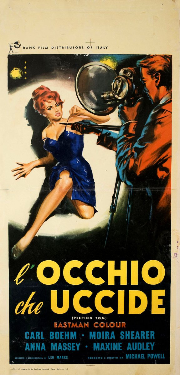 TheFilmFair's tweet photo. Italian movie poster for #PeepingTom (1960 - Dir. #MichaelPowell) #CarlBoehm #AnnaMassey #MoiraShearer https://t.co/0khaFXsDUU