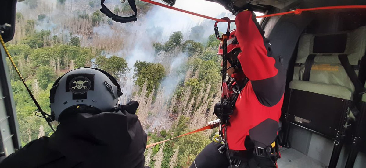 PolandMFA's tweet photo. The summer heatwave has caused numerous fires across Europe. In response to an appeal from 🇫🇷 and earlier from 🇨🇿, Polish firefighters rushed to help contain the flames. 🔥

The commitment of 🇵🇱’s services express our solidarity with the European partners.

#SolidarityPL https://t.co/PWUqkJQufs