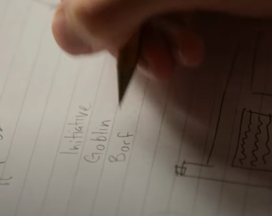 jplepore's tweet photo. For me, the best part of the One D&amp;D video is the shot of the hand writing 'Borf' https://t.co/0kzFD67imH