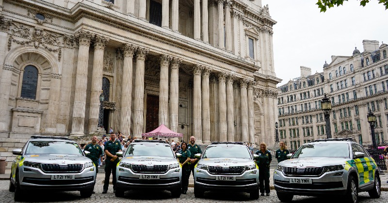Ldn_Ambulance's tweet photo. This week we unveiled 4 new Skoda Kodiaqs bought for our #volunteer #emergency responders, bringing the number of vehicles from 8 to 12. 

We are expanding our team of ERs, people who donate their time attending 999 calls in uniform and blue-light response cars.