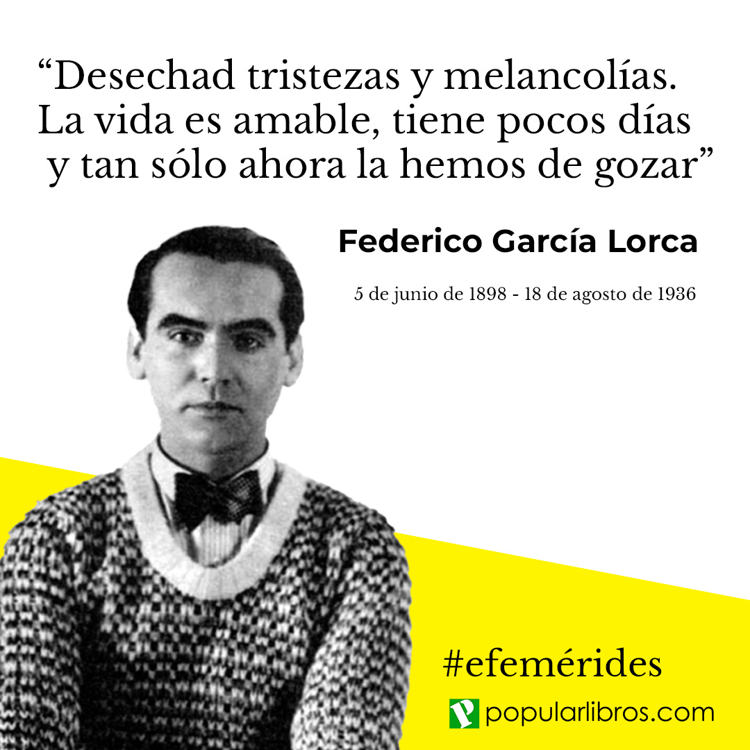 Hace 86 años que el grandísimo poeta Federico García Lorca fue asesinado. Recordar su obra es el mejor homenaje que podemos hacer para que su historia no sea olvidada. #lorca #poeta #federico #federicogarcialorca #poesia #bodasdesangre #bernardalba #poetaenuevayork #popularlibros