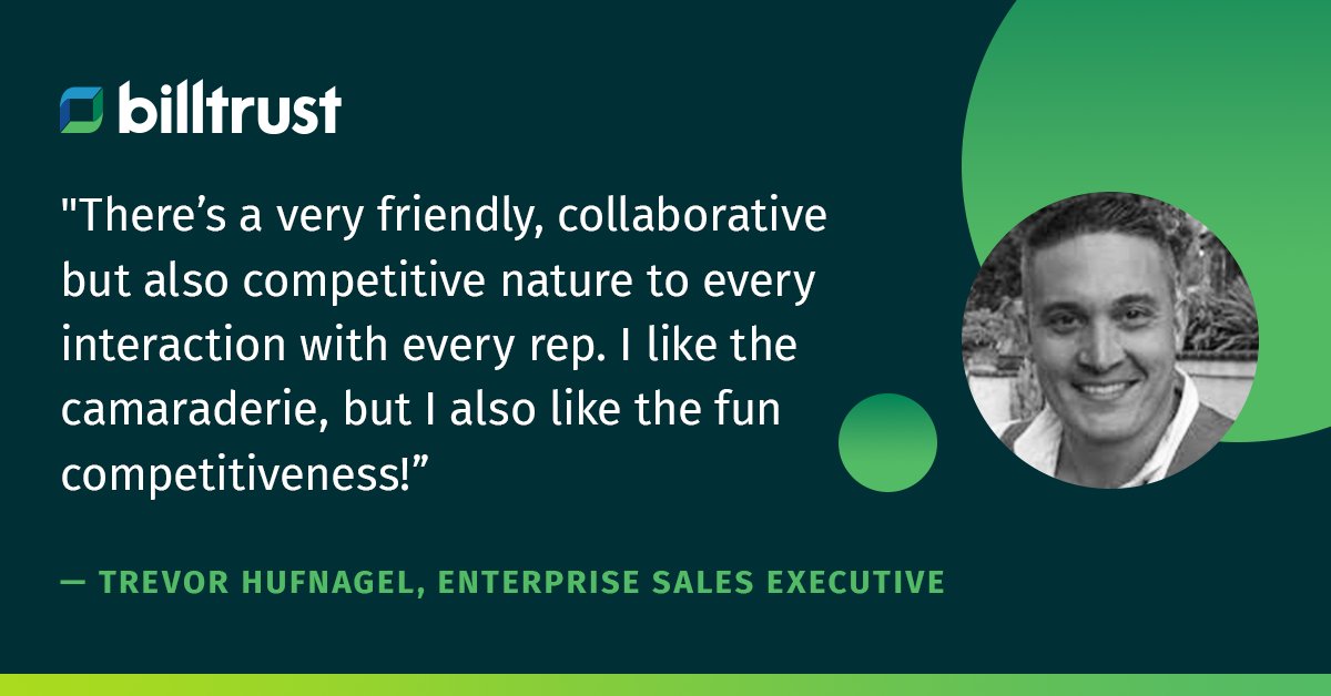 Billtrust's tweet photo. Ever wondered what it’s like to work at Billtrust? We recently spoke to Trevor Hufnagel, Enterprise Sales Executive, as part of our #LifeAtBilltrust series!  Watch the interview here to learn more about Trevor’s life at Billtrust > https://t.co/vQtCPBoGZ9 https://t.co/frRKQdPHAG