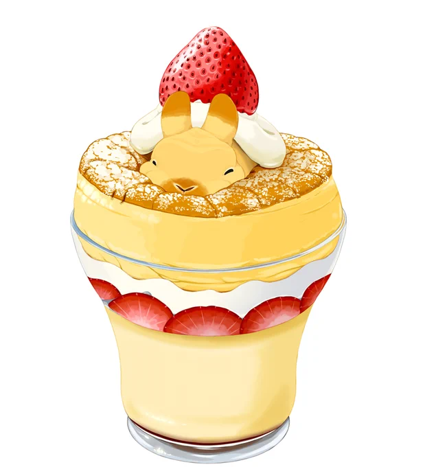 ストロベリースフレパンケーキプリン 