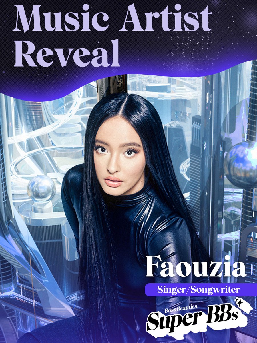 🎉🎉 ARTIST REVEAL  🎉🎉

BBs!!! Meet the incredible <a href="/Faouzia/">faouzia</a>, BB holder and the global superstar behind "Puppet," the track on our Super BB teaser film. Faouzia is an IRL BB, both creative and logical as a musician and aspiring computer engineer! 🦸‍♀️
(s/o to <a href="/AtlanticRecords/">Atlantic Records</a>! 💖)