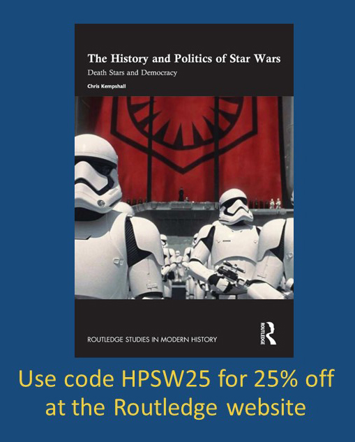 ChrisKempshall's tweet photo. So my #StarWarsHistory book has been out for a week &amp; I've had a lot of cool chats about it with @starwarslitpod, @SW7x7podcast, @RuleTheGalaxySW, @Brown_Squadron, &amp; @ChelseaTatham! @RoutledgeHist are so pleased with it they've given me a new 25% discount code! Link in my bio! https://t.co/AHHOiuvbQt