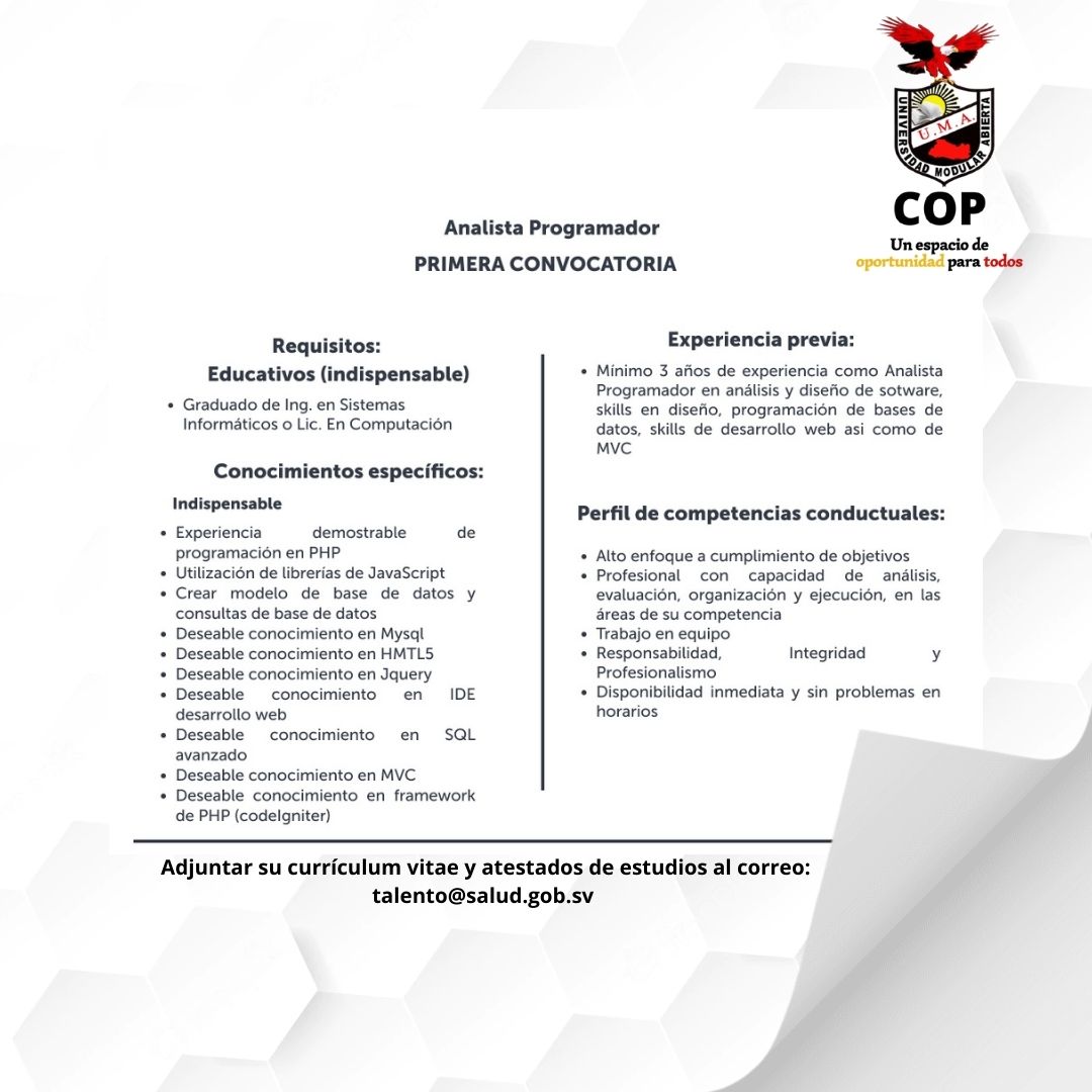 RadioUMA_'s tweet photo. Compartimos contigo las siguientes oportunidades de empleo: https://t.co/JwNcehLTHe