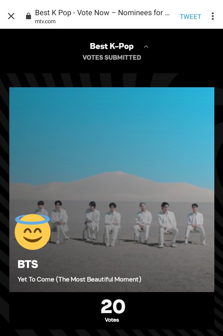 jiminievenus's tweet photo. 🚨 — No pases este tweet sin dar RT, inicio la hora de votos dobles en los #VMAs bts está nominado en dos categorías, dejen sus capturas.

🔗 (https://t.co/cdmbo7gZAe) https://t.co/fooWkUNOiy