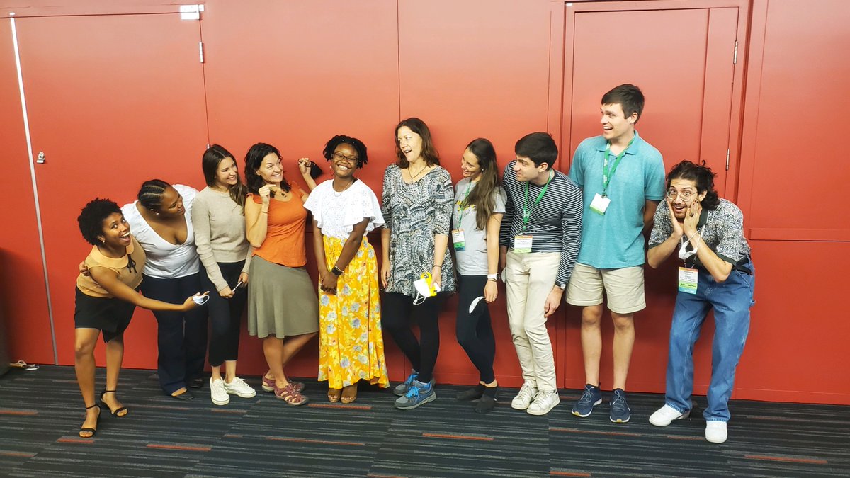 (Partial) Morelli and Bradley labs celebrating Ayo’s master’s thesis submission at #ESA2022