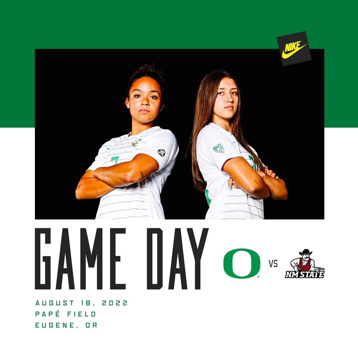 Oregon Ducks Soccer (@oregonsoccer) on Twitter photo OPENING DAY!
🆚 <a href="/NMStateWSOC/">NM State Soccer</a>
🕔 5 PM PT
📍 Eugene, OR
🏟 Pape' Field
📺 <a href="/Pac12Network/">Pac-12 Network</a>
💻Pac12.me/WSOC-NMSU-ORE
📻 kwva.uoregon.edu/listen-live/
📊 statbroadcast.com/events/statmon…
🎟 goducks.com/sports/2020/7/…
#GoDucks 🦆⚽ OPENING DAY!
🆚 <a href="/NMStateWSOC/">NM State Soccer</a>
🕔 5 PM PT
📍 Eugene, OR
🏟 Pape' Field
📺 <a href="/Pac12Network/">Pac-12 Network</a>
💻Pac12.me/WSOC-NMSU-ORE
📻 kwva.uoregon.edu/listen-live/
📊 statbroadcast.com/events/statmon…
🎟 goducks.com/sports/2020/7/…
#GoDucks 🦆⚽