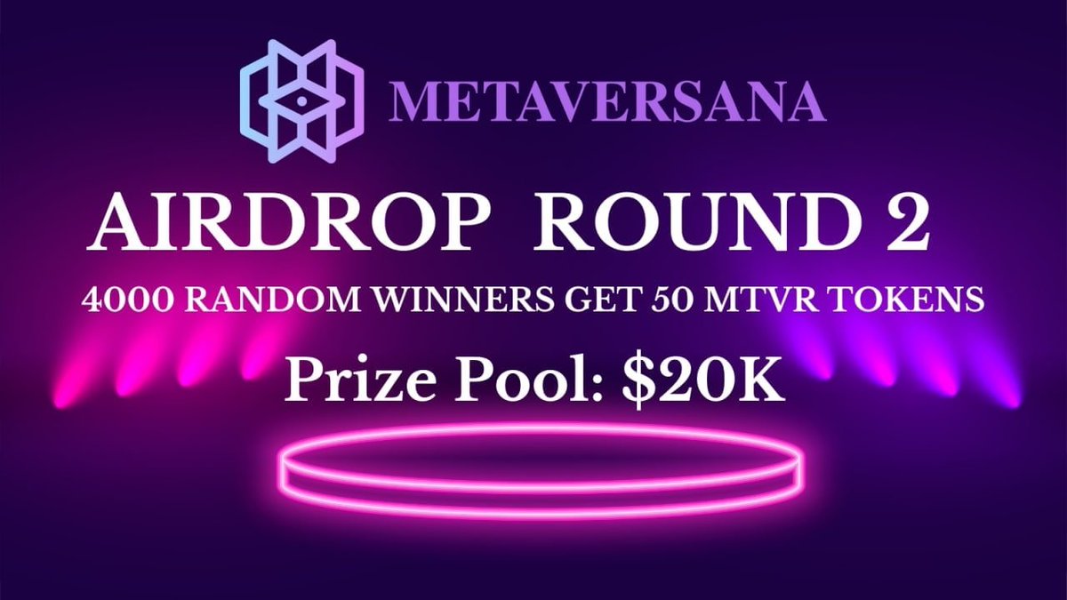 CryptoTownEU's tweet photo. 🚀 Airdrop: MetaVersana
💰 Value: 200,000 $MTVR Pool
👥 Top 100 Referral: 10,000 $MTVR Pool
📅 End date: October 3, 2022
🏦 Distribution date: October 17, 2022

Go to the Airdrop Page https://t.co/NdR3iljS67

#Airdrop #Airdrops #Crypto https://t.co/8TmxvBAIXM