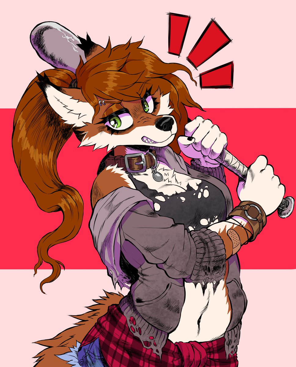 Gutterbunny's tweet image. She's armed with a ratty hoodie and a bat.