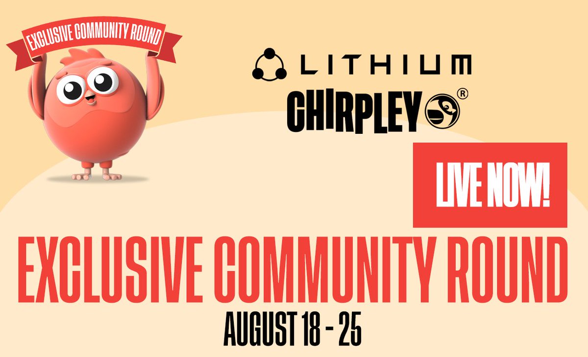 chirpley's tweet photo. 💥It's GO time! $CHRP pre-sale is NOW live on @LithiumVentures! With almost 3000 whitelisted we are about to make history.

🐦Have Chirpley catapult your career to new heights. Influencer Marketing at its best! 

🕑August 18-25
💰Max $7.5K
🪙$0.014c https://t.co/plgbuNhpPt