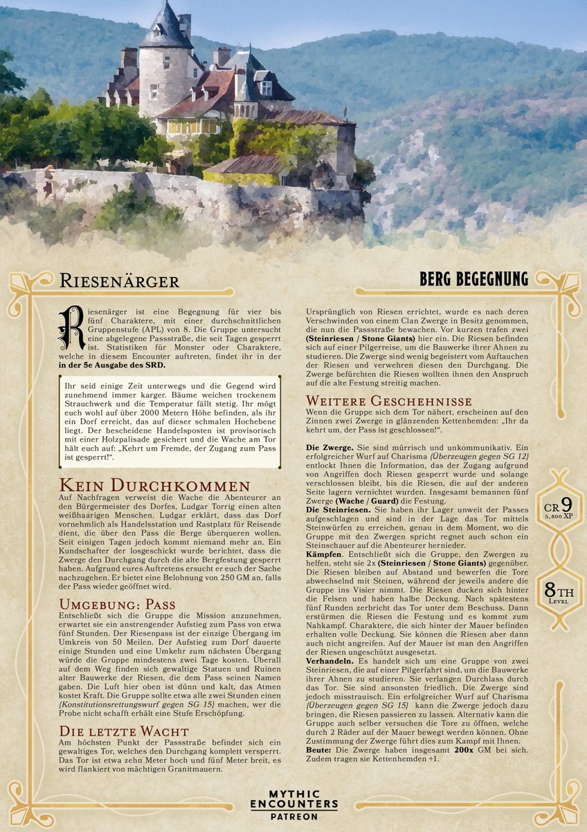 Hallo allerseits!

Wir sind wieder da. Ab sofort gibt es jeden Monat bis zu 8 brandneue Encounter! 

patreon.com/MythicEncounte…