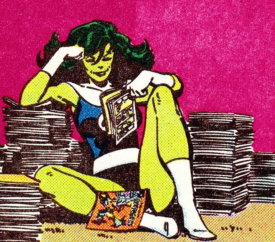 TheKronoform's tweet photo. She-Hulk reads comics. #SheHulk￼ #FantasticFour #JohnByrne #ImPrettySure https://t.co/EJsk3wSzsl