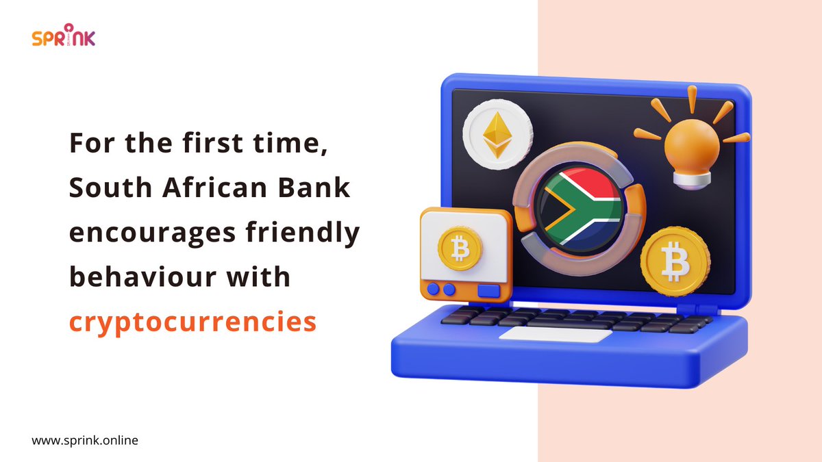 SprinkOnline's tweet photo. South Africa's central bank has issued guidance to its branches to prevent illegal activity, urging friendly behaviour with cryptocurrencies.

#CryptoNews #CryptoTwitter #sprink https://t.co/dlh89gFZQE