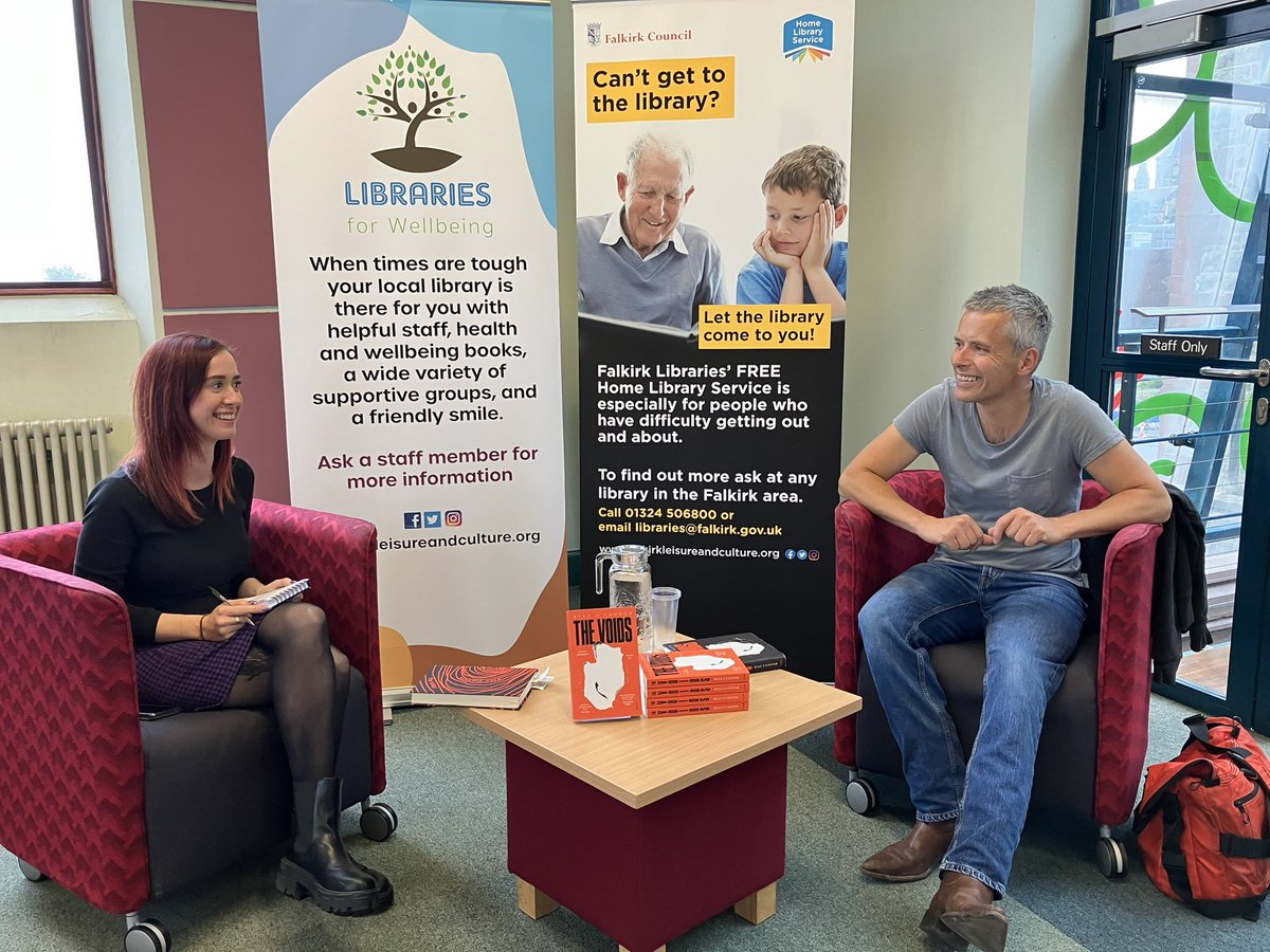 ScribeUKbooks's tweet photo. Delighted to be at Falkirk Library with @WordsOConnor and @FalkirkWtstones talking about #TheVoids https://t.co/D8DZwvDfkF