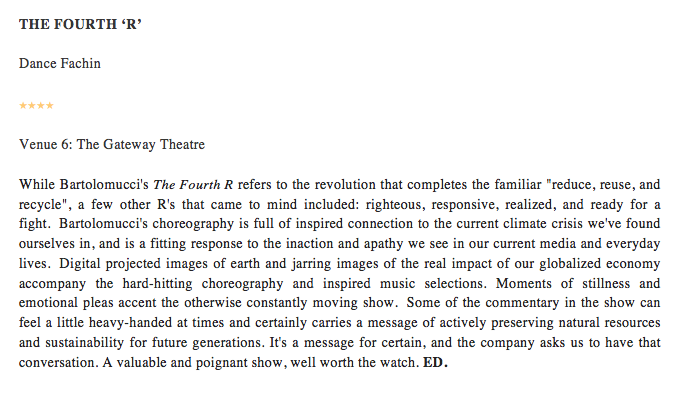 FRINGE REVIEW: THE FOURTH R (FOUR STARS) - A timely new show from Toronto's Dance Fachin

<a href="/edmontonfringe/">Edmonton Fringe</a>
#YEGFringe