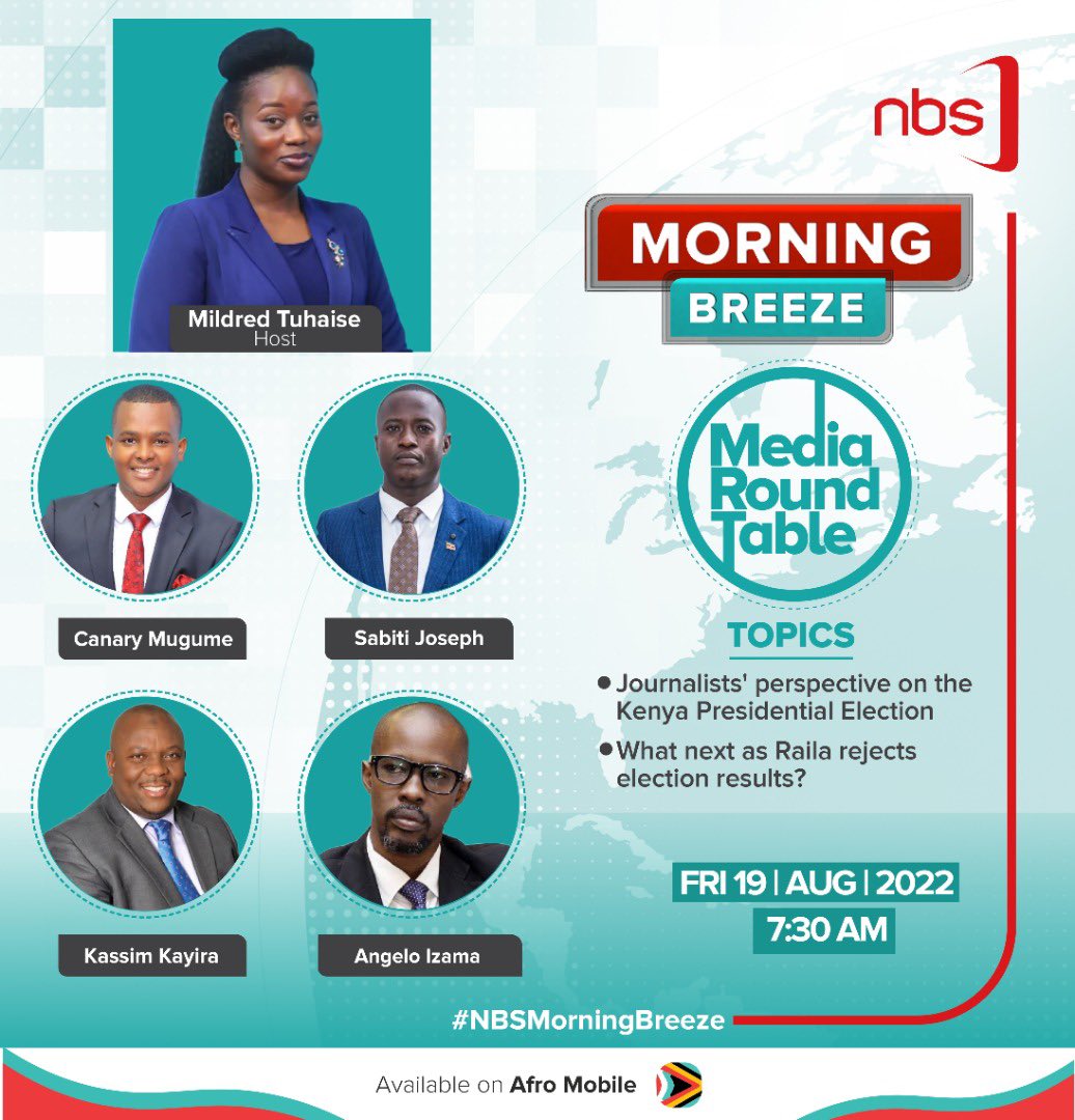 Let’s talk #KenyaDecides tomorrow on @nbstv 7.30am-9am. #NBSMediaRoundTable