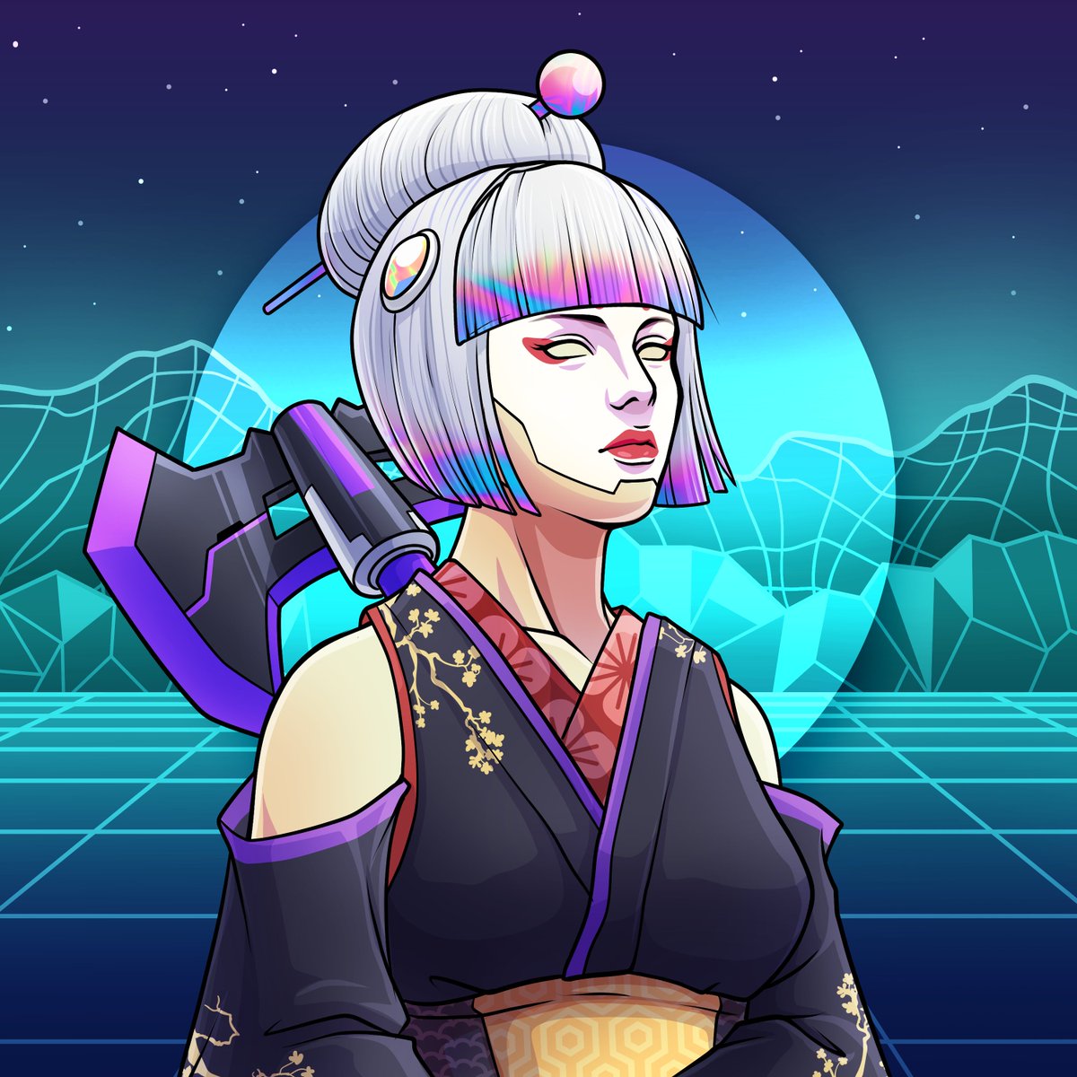 Shogun Geishas will have 17 different background traits available.

Below are the 2 rarest, coming in at a 2% distribution each: Pink Futuristic &amp; Blue Futuristic

More rare traits will be unveiled soon 👹

#ShogunGeishas

#AVAX #AvaxNFTSzn #NFT #NFTCommunity #nftart #ETH #SOL