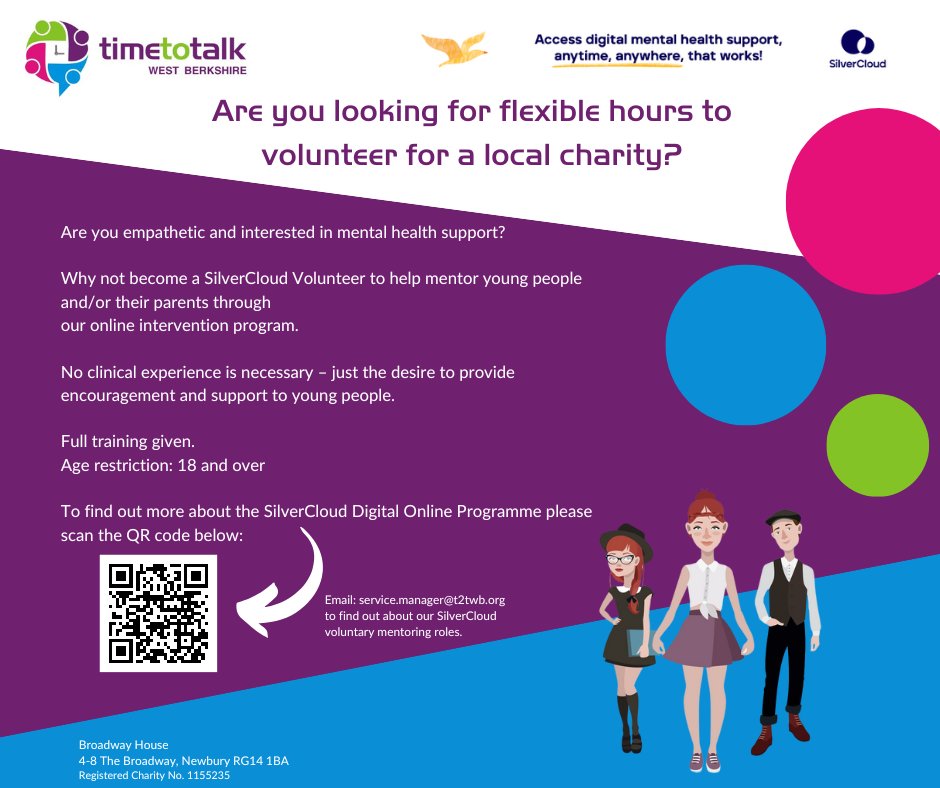 Check out the volunteering roles at Time to Talk West Berkshire including being a mentor to support someone through our SilverCloud Digital Online programme.