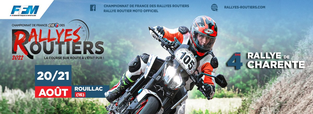 ffmoto's tweet photo. Championnat de France des #RallyesRoutiers 2022
4ème #RallyeDeCharente – #Rouillac-16 – 20-21 août (4/6) : Reprise aoutienne https://t.co/WNUvnxpq5C https://t.co/f6AEYqUAIp