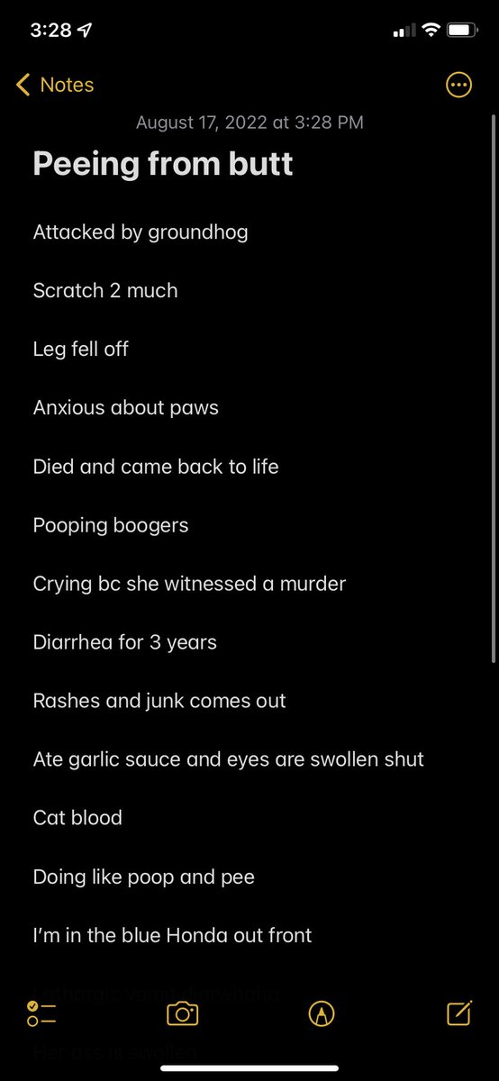 widdlewindsee's tweet photo. At my previous vet clinic you checked in online from your car outside and it would ask what are we seeing your pet for? I kept a list of the most memorable responses https://t.co/BwdEQFgIHX