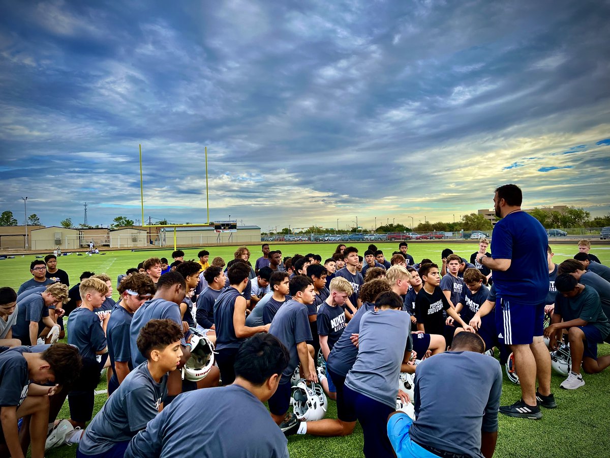 NimitzBoys's tweet photo. First practice down. Striving for greatness. Great things are being built at Nimitz. #WinTheDay @CoachTroub @CoachSchreiber1 https://t.co/SPuJh3YTXF