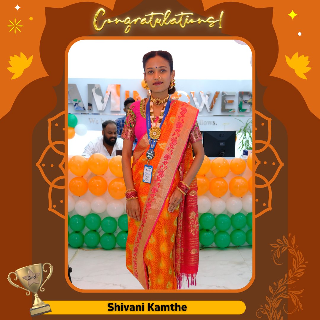 AMInfoweb's tweet photo. AM Infoweb celebrated auspicious 75th Independence Day in vibrant Traditional attire representing their native states.🇮🇳

We're glad to share the winners as it was very difficult for us to choose them.😍

#azadikaamritmahotsav #traditionalwear #officecelebrations #winners #AMites https://t.co/LZGS20qFXo