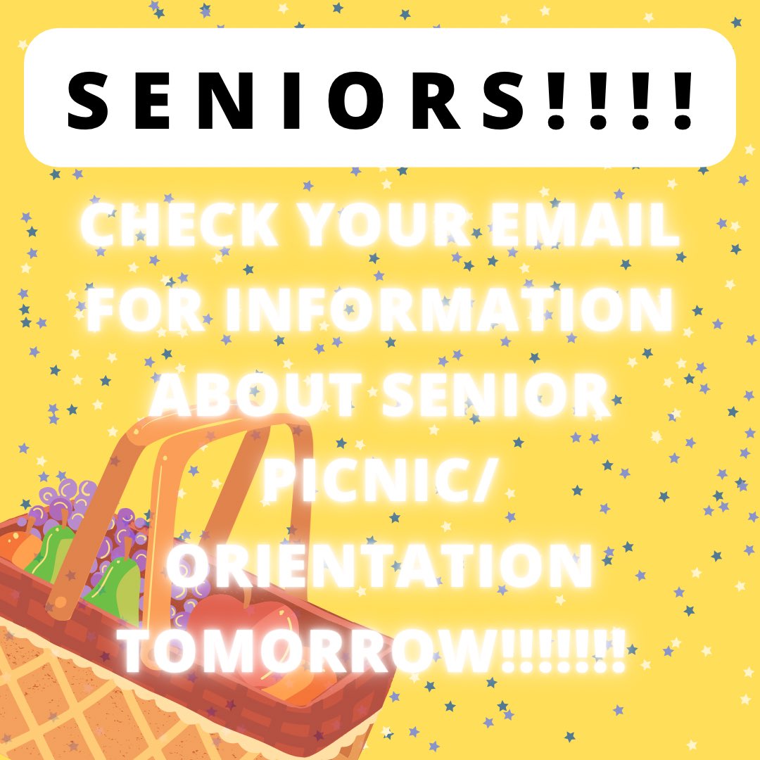 SENIORS!!!
Check your emails for details about our fun day planned for tomorrow!!!!