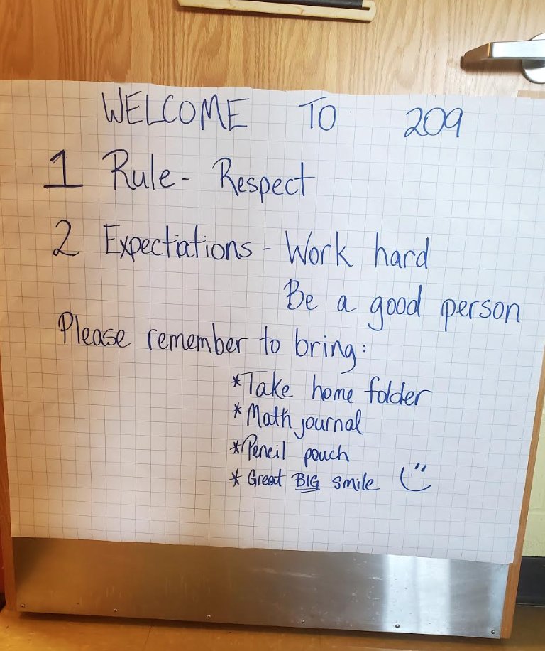 In a Gr 6 HCSD classroom the teacher posted her class expectations & stated every child will grow because they do these 2 things. No wonder her students grow like crazy each year! Here's to keeping things simple, believing in kids, & creating a path for growth! #BigBlueOnTheMove