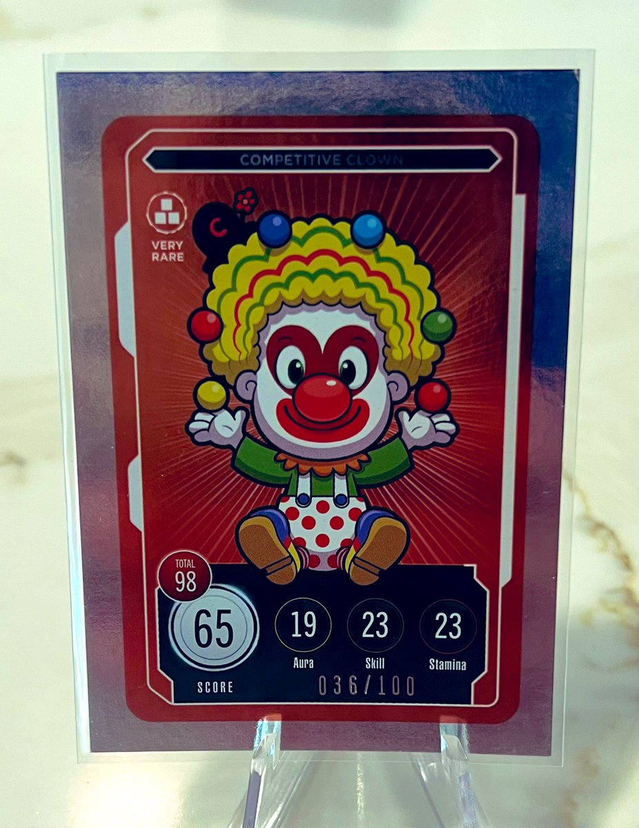 jeremyknowsVF's tweet photo. Listed this @veefriends 
Competitive Clown J.O.O. at the floor.
Here: https://t.co/YKwEoR0lup

The buyer can claim this 
VERY RARE C&amp;C card.

Complete this form to claim:
https://t.co/Wbg4oTpw00
@garyvee #veefriendscardopening https://t.co/oTv2lKDGhj
