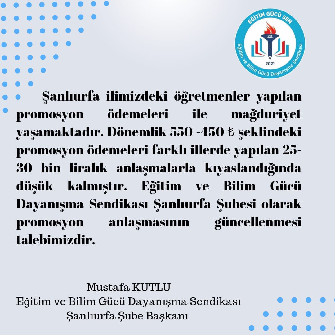 kutlumustafapd's tweet photo. Tüm illerden REKOR promosyon anlaşmaları haberleri gelirken ne yazık ki Şanlıurfa'da meslektaşlarımız REKOR düzeyde DÜŞÜK promosyon almaktadır. Bu durumun düzeltilmesi talebimizdir. #urfamempromosyon
@mehmetyetim63
@omerag63
@KanalUrfa
@urfadanhabercom 
@AjansUrfa
@oguzozat https://t.co/jJCzuoBiBh