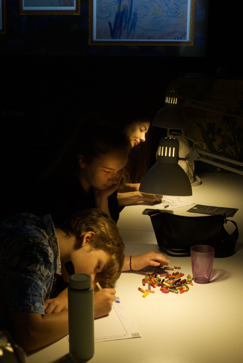 My favourite picture for many reasons. This is the sketch room at the <a href="/ImmersiveLeic/">Van Gogh: The Immersive Experience</a> exhibition. This is Zhdana from Kharkiv and her children. The most wonderful, relaxing couple of hours you can imagine. Just go, you will not be disappointed.