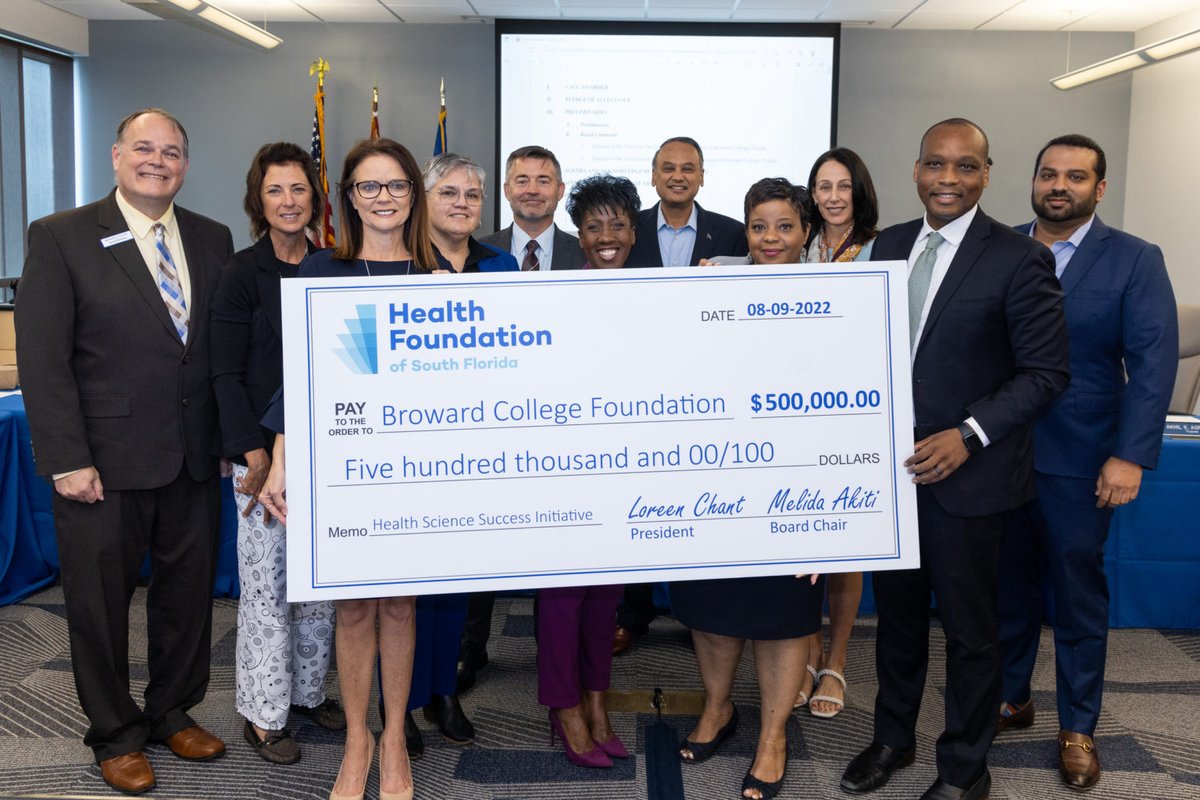 Broward College Alumni and Friends (@browardcollalum) on Twitter photo We're excited to share that <a href="/BrowardCollege/">Broward College</a> announced a $500,000 philanthropic investment by the <a href="/HealthSFL/">Health Foundation of South Florida</a> over a two-year period to maximize Health Science pathway student success.
Read more: browardcollegefoundation.org/news/broward-c… We're excited to share that <a href="/BrowardCollege/">Broward College</a> announced a $500,000 philanthropic investment by the <a href="/HealthSFL/">Health Foundation of South Florida</a> over a two-year period to maximize Health Science pathway student success.
Read more: browardcollegefoundation.org/news/broward-c…