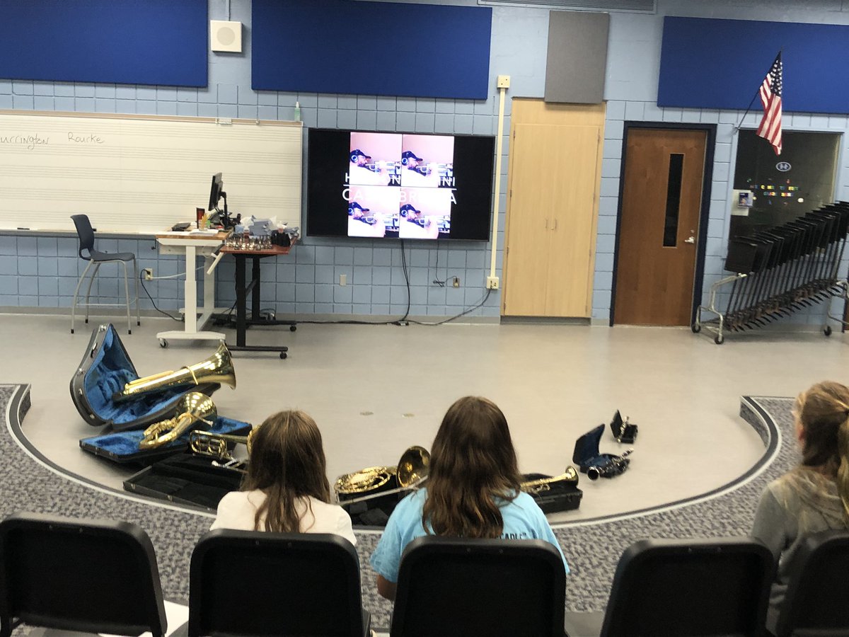 BurringtonMr's tweet photo. 🎉 HAPPY NEW YEAR 🥳 What’s a great way to kick it off? Trying 5th graders on band instruments of course! By September I will have given each 5th grader the opportunity to hear and try our beginning band instruments. #hudband #ewispride #beginningband #5thgrade @EastWoodsPride https://t.co/uHFU6DY8Ef